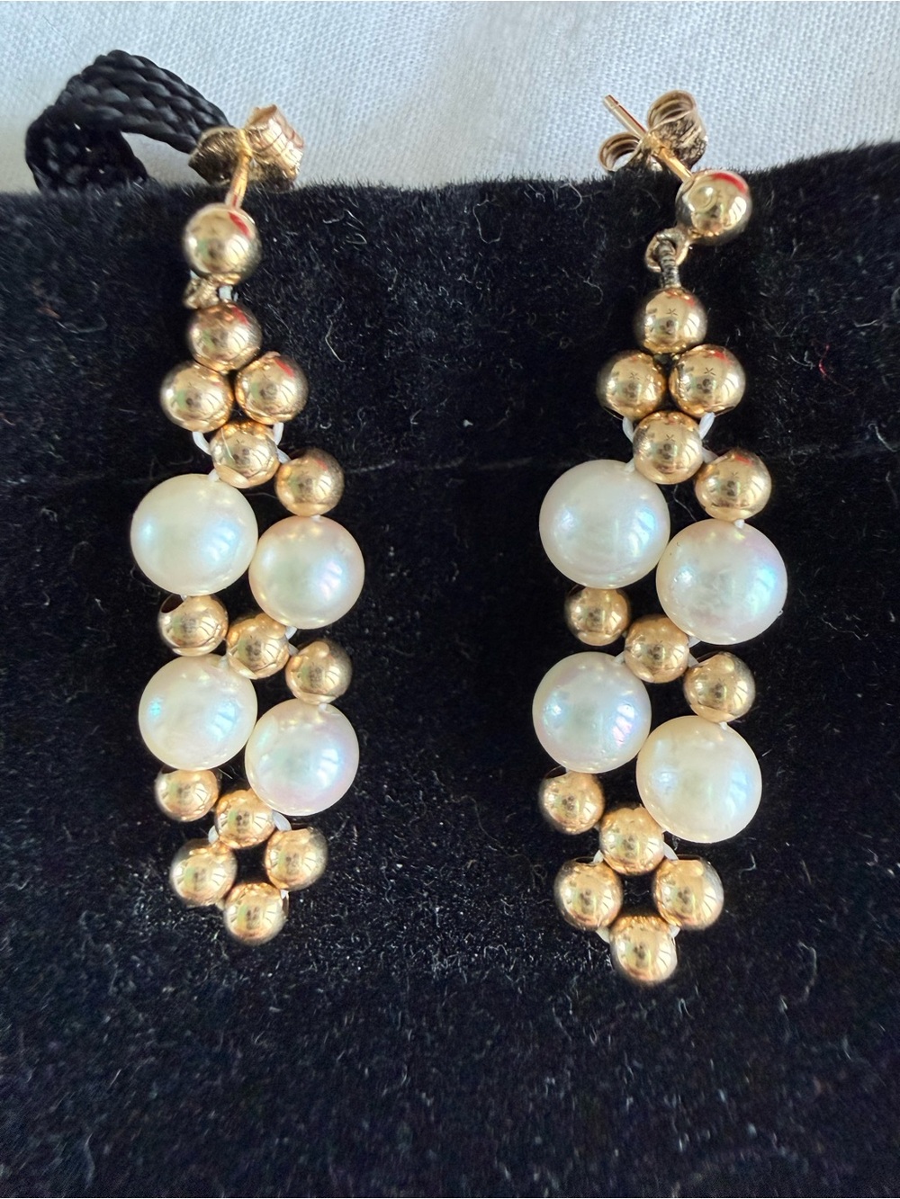 14k stamped Gold and Pearl Drop Earrings - Women Jewelry